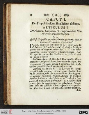 Articulus I: De Naturâ, Divisione, & Proprietatibus Propositionum Simplicium in genere