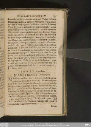Epist. LX. Bruxellam. Ioanni Reyntio, Bibliopolae.