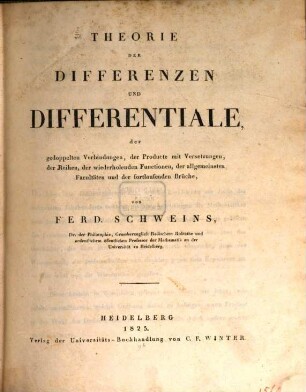 Theorie der Differenzen und Differentiale