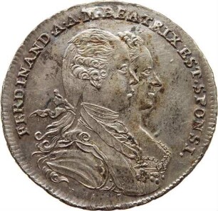 Jeton (Ag- Abschlag vom Doppeldukaten - Vermählung des Erzherzogs Ferdinand Karl mit Maria Beatrix d'Este in Mailand 1771)