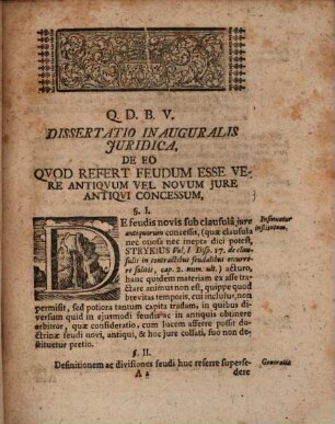Dissertatio Inauguralis Juridica, De Eo Qvod Refert Feudum Esse Vere Antiqvum Vel Novum Jure Antiqvi Concessum