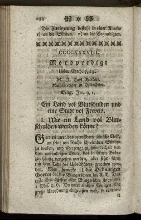 CCCCXXXVIII. Mordpredigt. Ueber Ezech. 7, 23.