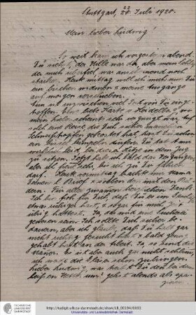 Brief vom 22.07.1920