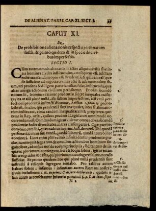 Caput XI. De prohibitione alienationis respectu personarum facta, & primo quidem & in specie de civibus imperfectis.