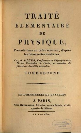 Traité Élémentaire De Physique : présenté dans un ordre nouveau, d'après les découvertes modernes, 2