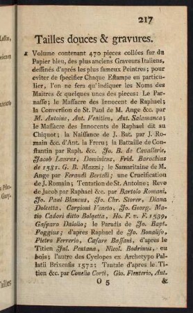 217-236, Tailles douces & gravures