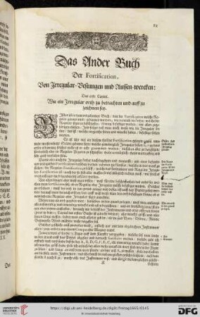 Das ander Buch. Der Fortification, Von Irregular-Vestungen und Aussen-Wercken