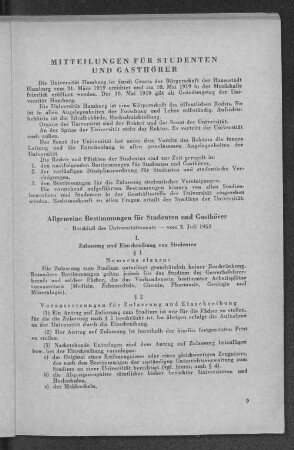 Mitteilungen für Studenten und Gasthörer