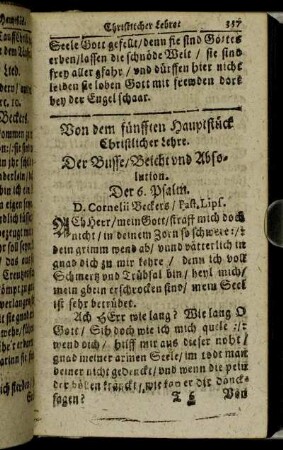 Von dem fünfften Hauptstück Christlicher Lehre. Der Busse/ Beicht und Absolution.