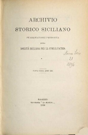 Archivio storico siciliano. 21. 1896