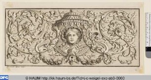Laubwerk mit Maske unter Baldachin
