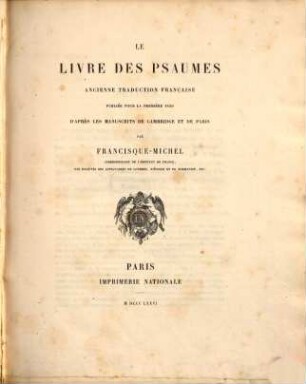 Le livre des psaumes : ancienne traduction française