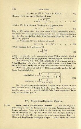 IV. Stoss kugelförmiger Massen.