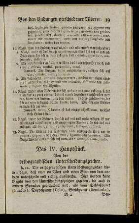 Das IV. Hauptstück. Von den orthographischen Unterscheidungszeichen.