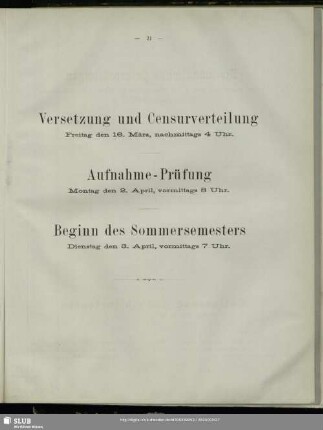 Versetzung und Censurvertheilung