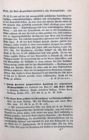 115-117 [Rezension] Hergenröther, Joseph, Joseph Kardinal Hergenröther's Handbuch der allgemeinen Kirchengeschichte; 3. Band