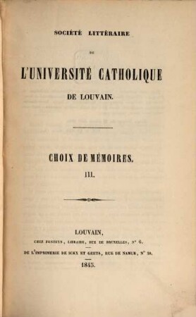 Choix de mémoires. 3. 1845