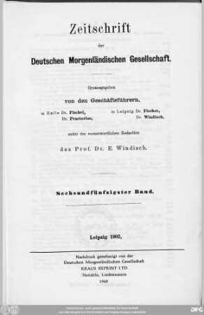 Bd. 56 (1902): Zeitschrift der Deutschen Morgenländischen Gesellschaft : ZDMG