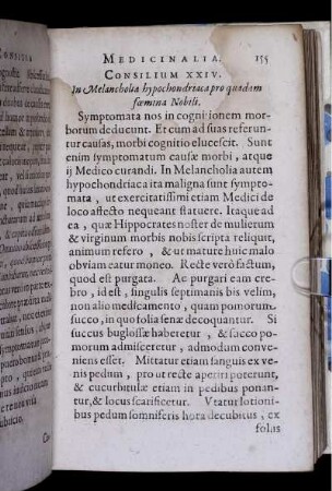 Consilium XXIV. In Melancholia hypochondriaca pro quadam foemina Nobili
