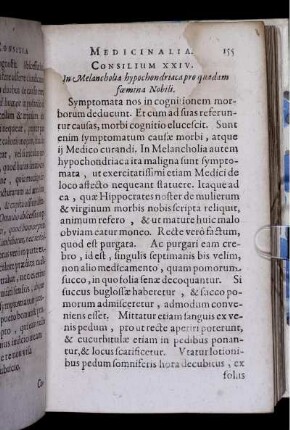 Consilium XXIV. In Melancholia hypochondriaca pro quadam foemina Nobili