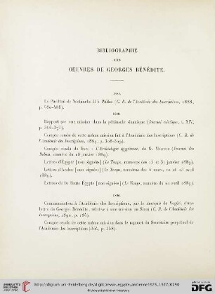 1: Bibliographie des oeuvres de Georges Bénédite
