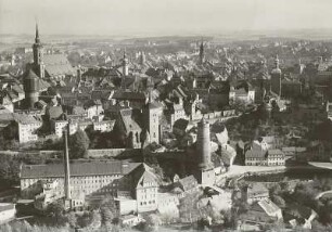 Bautzen, Luftbildschrägaufnahme von Westen