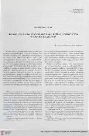 11/12: Kanonizacja św. Stanisława jako temat historyczny w sztuce Krakowa