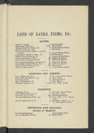 Lists Of Banks, Firms, Etc.