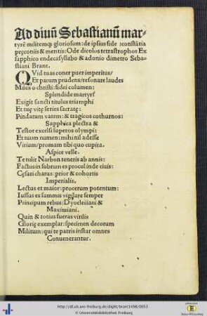 Ad divum Sebastianum martyrem militemque gloriosum … - Elegiaca collaudatio divi Sebastiani martyris - Vita sanctissimi Onofrii … - Ad divum Onofryum Suppli - In divi Onophrii laudem de variis heremi cultoribus.