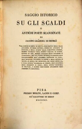 Saggio istorico su gli scaldi