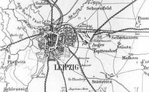 Leipzig. Stadtgrundriß und Umgebung, Ausschnitt aus einer Landkarte