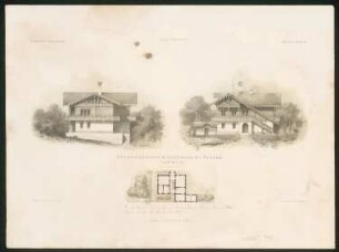 Schweizerhaus, Klein-Glienicke: Grundriss, Ansichten (aus: Architektonisches Skizzenbuch, H. 91/3, 1868)