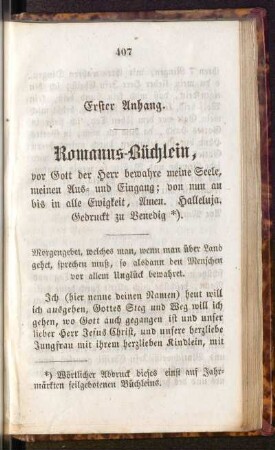 Erster Anhang. Romanus-Büchlein