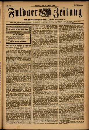 Erste Ausgabe vom Montag, den 16. März 1896.