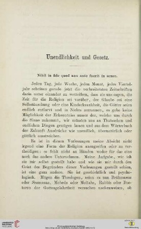 Unendlichkeit und Gesetz