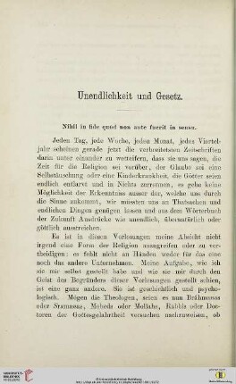 Unendlichkeit und Gesetz