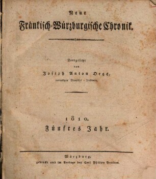 Neue fränkisch-würzburgische Chronik, 5. 1810