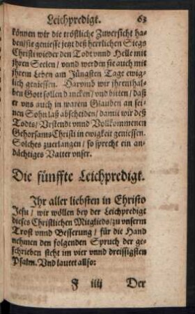 Die fünffte Leichpredigt.