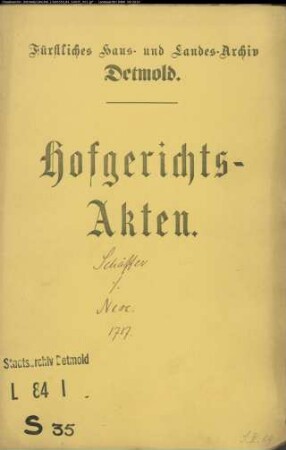 Schäffer, Joh. Kord in Schlangen gegen Hermann Neese in Schlangen - Brautschatz