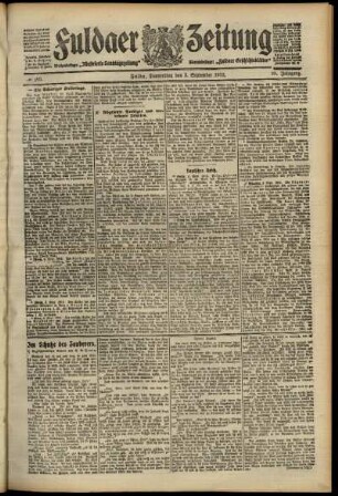 Erste Ausgabe vom Donnerstag, den 05. September 1912.