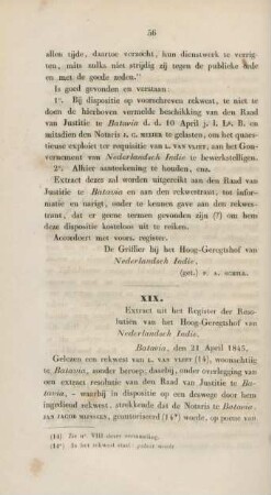 XIX. Extract uit het register der rvan het Hoog-Geregtshof van Nederlandsch Indie.