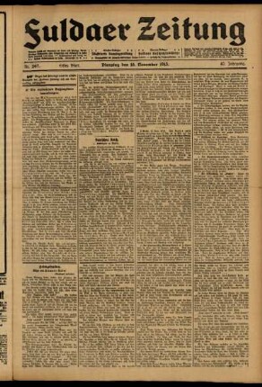 Erste Ausgabe vom Dienstag, den 18. November 1913.
