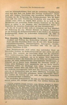 499-502 [Rezension] Deuerlein, Ernst, Das Reichskonkordat