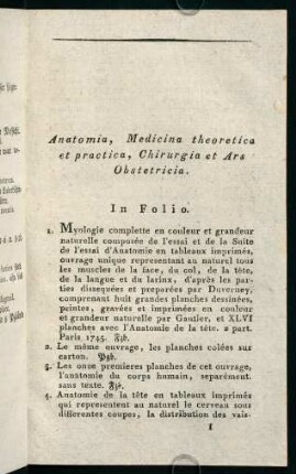 1-77, Anatomia, Medicina theoretica et practiva, Chirurgia et Ars Obstetricia