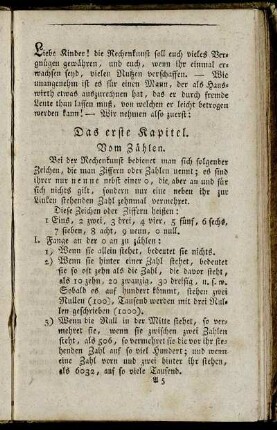 Das Erste Kapitel. Vom Zählen.