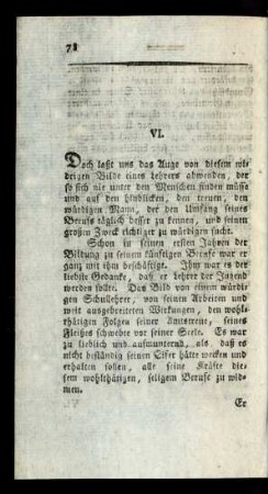 VI. [Bild des Landschullehrers, der ihn erkennt und zu erreichen strebt]