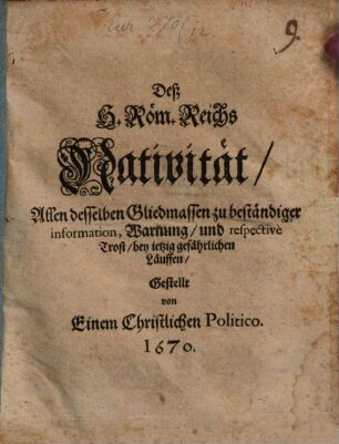 Des Heiligen Römischen Reichs Nativität