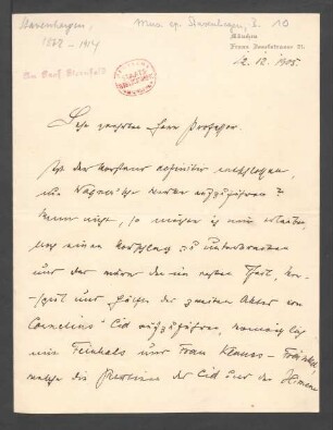 Brief an Richard Sternfeld : 12.12.1905