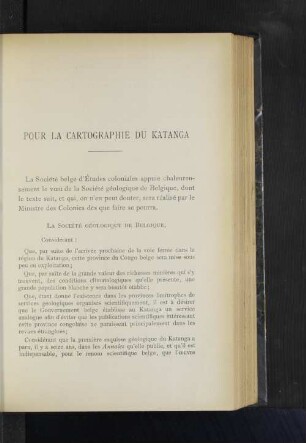 Pour La Cartographie Du Katanga.