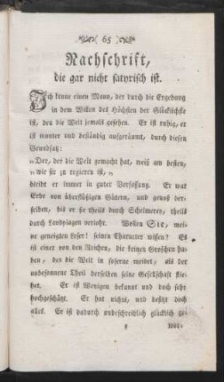 Nachschrift, die gar nicht satyrisch ist.